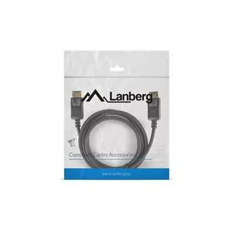Kabel połączeniowy LANBERG DisplayPort 1.2 M/M, 4K@60Hz, długość 1,8 m, czarny, z zatrzaskiem, pozłacane złącza Kabel połączeniowy LANBERG DisplayPort 1.2 M/M, 4K@60Hz, długość 1,8 m, czarny, z zatrzaskiem, pozłacane złącza