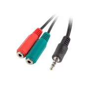 LANBERG adapter Minijack 3.5mm (M) 4pin do 2x Minijack 3.5mm (F) 3pin kabel 20cm, czarny