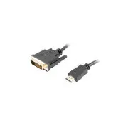 Kabel połączeniowy LANBERG HDMI/A do DVI-D (24 1), M/M, 4K@30Hz, długość 1,8 m, czarny, podwójne łącze, pozłacane złącza