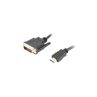 Kabel połączeniowy LANBERG HDMI/A do DVI-D (24 1), M/M, 4K@30Hz, długość 1,8 m, czarny, podwójne łącze, pozłacane złącza