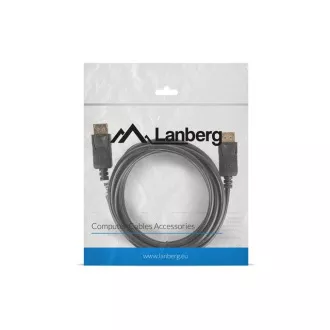 Kabel połączeniowy LANBERG DisplayPort 1.2 M/M, 4K@60Hz, długość 3 m, czarny, z zatrzaskiem, pozłacane złącza