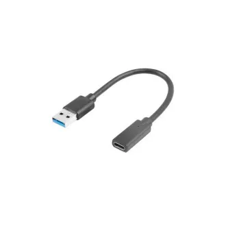 Kabel LANBERG USB-C (F) 3.1 do USB-A (M) 15 cm, czarny