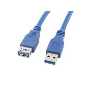 Kabel LANBERG USB-A M/F 3.0 3m, niebieski