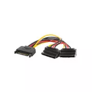 LANBERG Kabel SATA (M) do 2x SATA (F) 15cm, kątowy