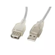 Kabel LANBERG USB-A M/F 2.0 5m, przezroczysty