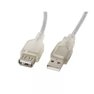 Kabel LANBERG USB-A M/F 2.0 5m, przezroczysty