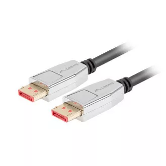 Kabel połączeniowy LANBERG DisplayPort 1.4 M/M, 8K@60Hz, 5K@120Hz, długość 1,8 m, czarny, z zatrzaskiem, pozłacane złącza Kabel połączeniowy LANBERG DisplayPort 1.4 M/M, 8K@60Hz, 5K@120Hz, długość 1,8 m, czarny, z zatrzaskiem, pozłacane złącza