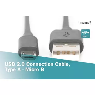 Kabel Digitus USB 2.0 USB A męski do USB micro B męski, 2x ekranowany, miedziany, 1m