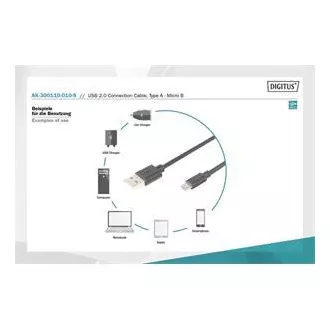 Kabel Digitus USB 2.0 USB A męski do USB micro B męski, 2x ekranowany, miedziany, 1m