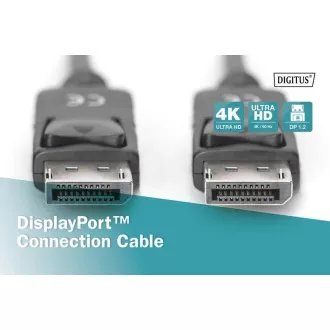 Kabel połączeniowy Digitus DisplayPort 1.2, DP M/M, 2,0 m, z zatrzaskiem, Ultra HD 4K, czarny Kabel połączeniowy Digitus DisplayPort 1.2, DP M/M, 2,0 m, z zatrzaskiem, Ultra HD 4K, czarny