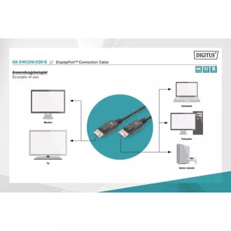 Kabel połączeniowy Digitus DisplayPort 1.2, DP M/M, 2,0 m, z zatrzaskiem, Ultra HD 4K, czarny Kabel połączeniowy Digitus DisplayPort 1.2, DP M/M, 2,0 m, z zatrzaskiem, Ultra HD 4K, czarny