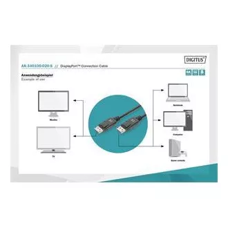 Kabel połączeniowy Digitus DisplayPort 1.2, DP M/M, 2,0 m, z zatrzaskiem, Ultra HD 4K, czarny Kabel połączeniowy Digitus DisplayPort 1.2, DP M/M, 2,0 m, z zatrzaskiem, Ultra HD 4K, czarny