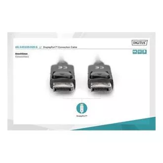 Kabel połączeniowy Digitus DisplayPort 1.2, DP M/M, 2,0 m, z zatrzaskiem, Ultra HD 4K, czarny Kabel połączeniowy Digitus DisplayPort 1.2, DP M/M, 2,0 m, z zatrzaskiem, Ultra HD 4K, czarny