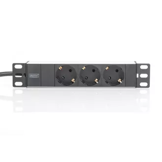 Digitus 1U Aluminiowa listwa PDU, montaż w szafie rack 254 mm (10 "), 3x sworzeń zabezpieczający, 16A, 4000W, 250VAC 50/60 Hz