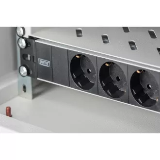 Digitus 1U Aluminiowa listwa PDU, montaż w szafie rack 254 mm (10 "), 3x sworzeń zabezpieczający, 16A, 4000W, 250VAC 50/60 Hz