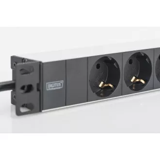 Digitus 1U Aluminiowa listwa PDU, montaż w szafie rack 254 mm (10 "), 3x sworzeń zabezpieczający, 16A, 4000W, 250VAC 50/60 Hz