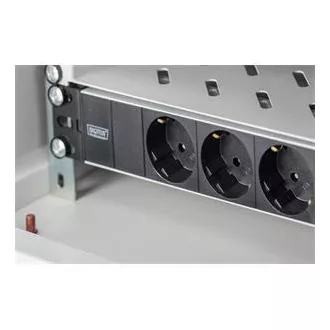 Digitus 1U Aluminiowa listwa PDU, montaż w szafie rack 254 mm (10 "), 3x sworzeń zabezpieczający, 16A, 4000W, 250VAC 50/60 Hz
