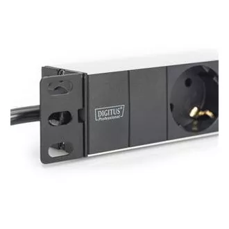 Digitus 1U Aluminiowa listwa PDU, montaż w szafie rack 254 mm (10 "), 3x sworzeń zabezpieczający, 16A, 4000W, 250VAC 50/60 Hz