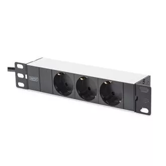 Digitus 1U Aluminiowa listwa PDU, montaż w szafie rack 254 mm (10 "), 3x sworzeń zabezpieczający, 16A, 4000W, 250VAC 50/60 Hz