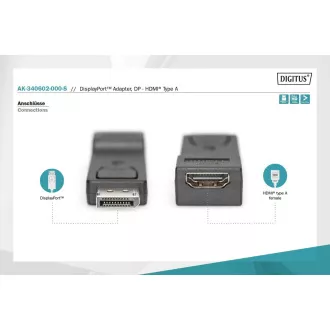 Adapter Digitus DisplayPort, Displayport męski -> HDMI A żeński