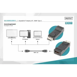 Adapter Digitus DisplayPort, Displayport męski -> HDMI A żeński