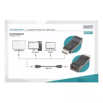 Adapter Digitus DisplayPort, Displayport męski -> HDMI A żeński