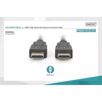 Szybki kabel połączeniowy Digitus HDMI, typ A M/M, 2,0 m, Ultra HD 60p, złoty, bl Szybki kabel połączeniowy Digitus HDMI, typ A M/M, 2,0 m, Ultra HD 60p, złoty, bl
