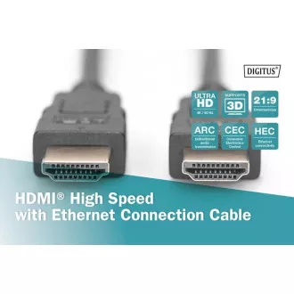 Szybki kabel połączeniowy Digitus HDMI, typ A M/M, 2,0 m, Ultra HD 60p, złoty, bl Szybki kabel połączeniowy Digitus HDMI, typ A M/M, 2,0 m, Ultra HD 60p, złoty, bl