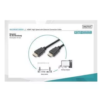Szybki kabel połączeniowy Digitus HDMI, typ A M/M, 2,0 m, Ultra HD 60p, złoty, bl Szybki kabel połączeniowy Digitus HDMI, typ A M/M, 2,0 m, Ultra HD 60p, złoty, bl