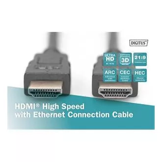 Szybki kabel połączeniowy Digitus HDMI, typ A M/M, 2,0 m, Ultra HD 60p, złoty, bl Szybki kabel połączeniowy Digitus HDMI, typ A M/M, 2,0 m, Ultra HD 60p, złoty, bl