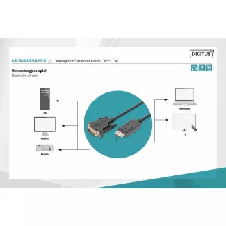 Kabel połączeniowy Digitus DisplayPort, DP/M- DVI (24 1)/M 2,0 m