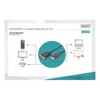 Kabel połączeniowy Digitus DisplayPort, DP/M- DVI (24 1)/M 2,0 m
