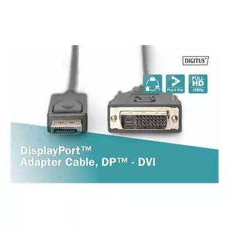 Kabel połączeniowy Digitus DisplayPort, DP/M- DVI (24 1)/M 2,0 m