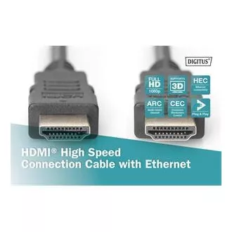 Kabel połączeniowy Digitus HDMI High Speed   Ethernet, 2x ekranowany, 3 m