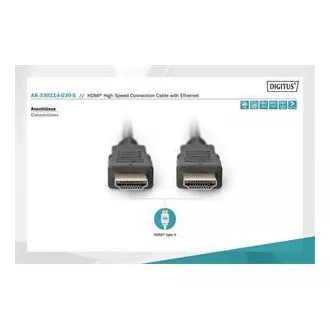 Kabel połączeniowy Digitus HDMI High Speed   Ethernet, 2x ekranowany, 3 m