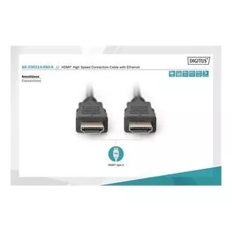 Kabel połączeniowy Digitus HDMI High Speed   Ethernet, 2x ekranowany, 5m