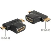 Adapter Delock HDMI-A żeńskie > HDMI-C   HDMI-D męskie