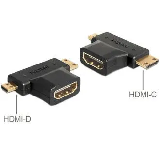 Adapter Delock HDMI-A żeńskie > HDMI-C   HDMI-D męskie