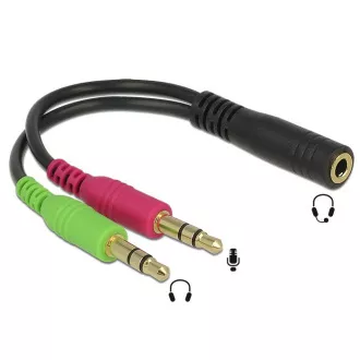 Adapter stereo jack 3,5 mm 4 pin żeński > 2 x stereo jack 3,5 mm 3 pin Adapter stereo jack 3,5 mm 4 pin żeński > 2 x stereo jack 3,5 mm 3 pin