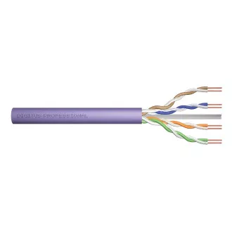 Przewód UTP Digitus AWG23, miedź, kat. 6, pudełko 100 m, LSOH, fioletowy Przewód UTP Digitus AWG23, miedź, kat. 6, pudełko 100 m, LSOH, fioletowy