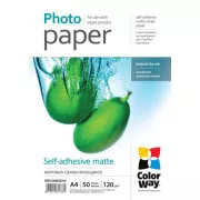 Papier fotograficzny COLORWAY / matowy samoprzylepny 120 g / m2, A4 / 50 sztuk
