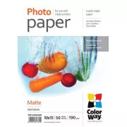 Papier fotograficzny COLORWAY/ matowy 190g/m2, 10x15/ 50 sztuk