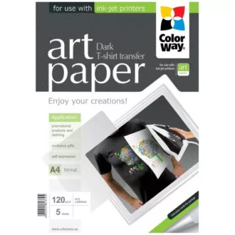 Papier do naprasowywania COLORWAY / do ART / tekstylny / 120 g / m2, A4 / 5 sztuk
