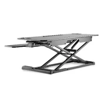 DIGITUS Stojak do regulacji wysokości powierzchni roboczej do pracy siedzącej/stojącej 95x61x11-46cm; Dolna tacka na klawiaturę i myszkę