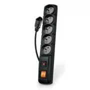 Kabel Acar F5 IEC 3m, 5 gniazd, zabezpieczenie przeciwprzepięciowe, C14 do UPS, czarny