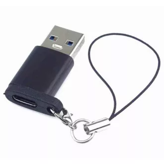 PremiumCord Adapter USB3.0 A męski - USB-C żeński, czarny z pętlą do zawieszania