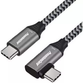Zakrzywiony kabel PremiumCord USB-C (USB 3.2 GEN 2x2, 5A, 100W, 20Gbit/s) 0,5 m aluminiowe zaślepki złączy, bawełniany oplot