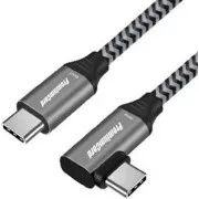Zakrzywiony kabel PremiumCord USB-C ( USB 3.2 GEN 2x2, 5A, 100W, 20Gbit/s ) 2m aluminiowe zaślepki złączy, bawełniany oplot