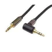 PremiumCord HQ ekranowany kabel stereo Jack 3,5 mm - Jack 3,5 mm zakrzywiony pod kątem 90° 1,5 m