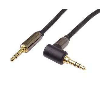 PremiumCord HQ ekranowany kabel stereo Jack 3,5 mm - Jack 3,5 mm zakrzywiony pod kątem 90° 1,5 m